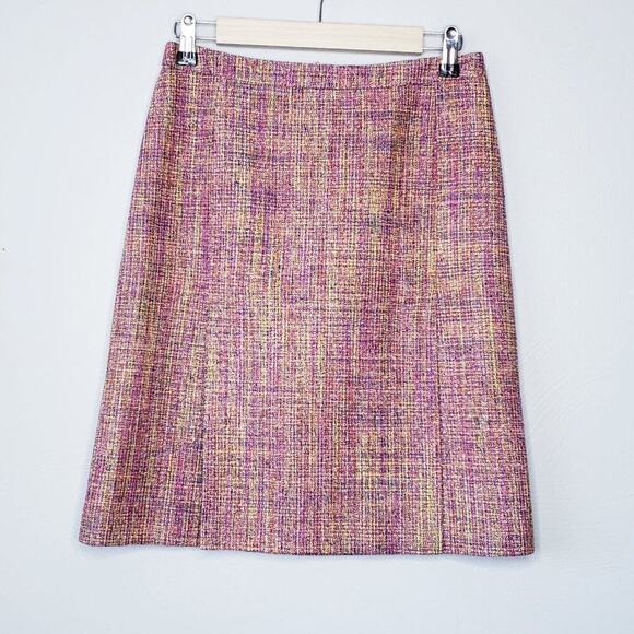 BCBGMAXAZRIA Tweed Silk & Metallic Blend Skirt Barbie Style Business/Career SZ 4 - Picture 2 of 8